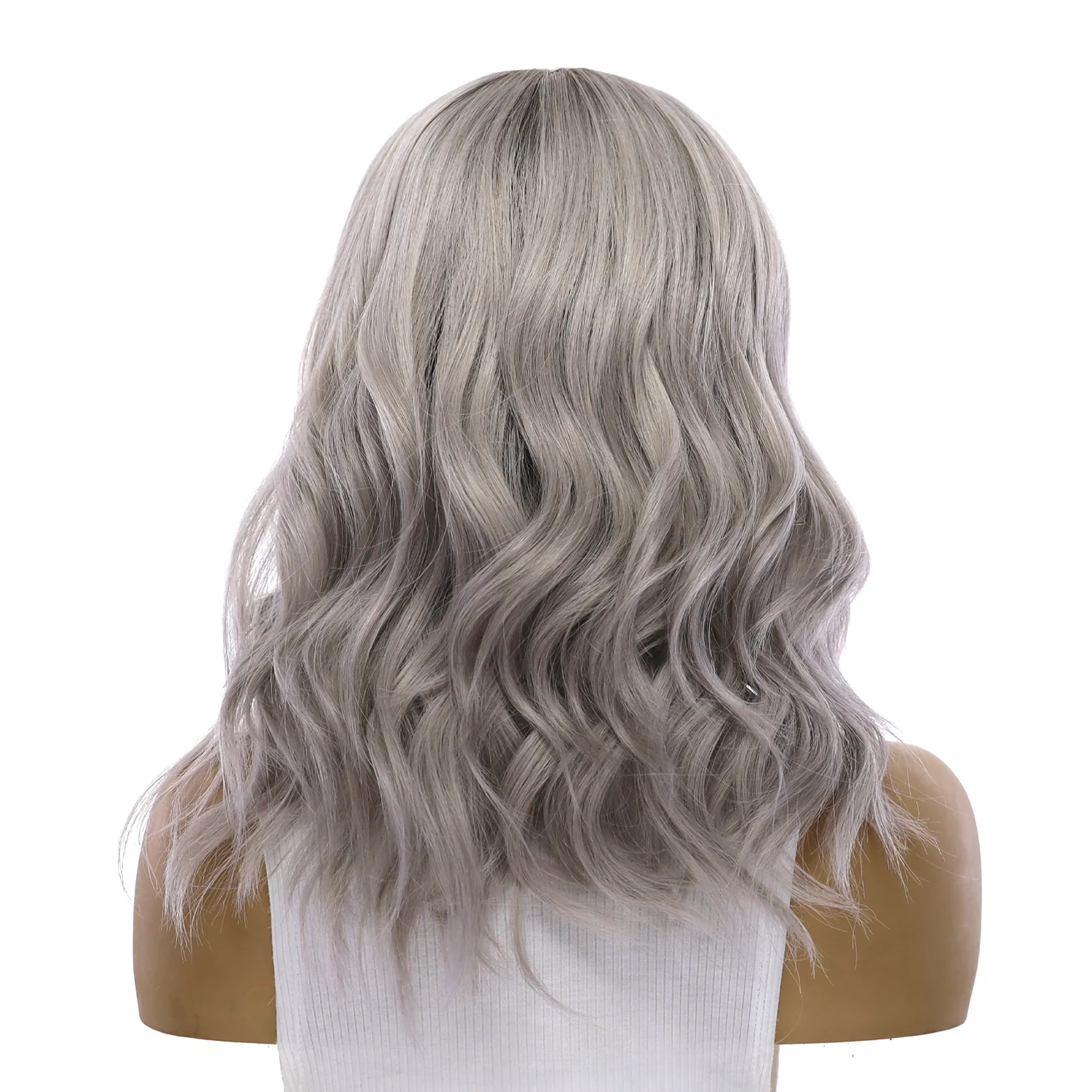 16" Ponytail Silk Part Wig Silver Smoke - Image 3