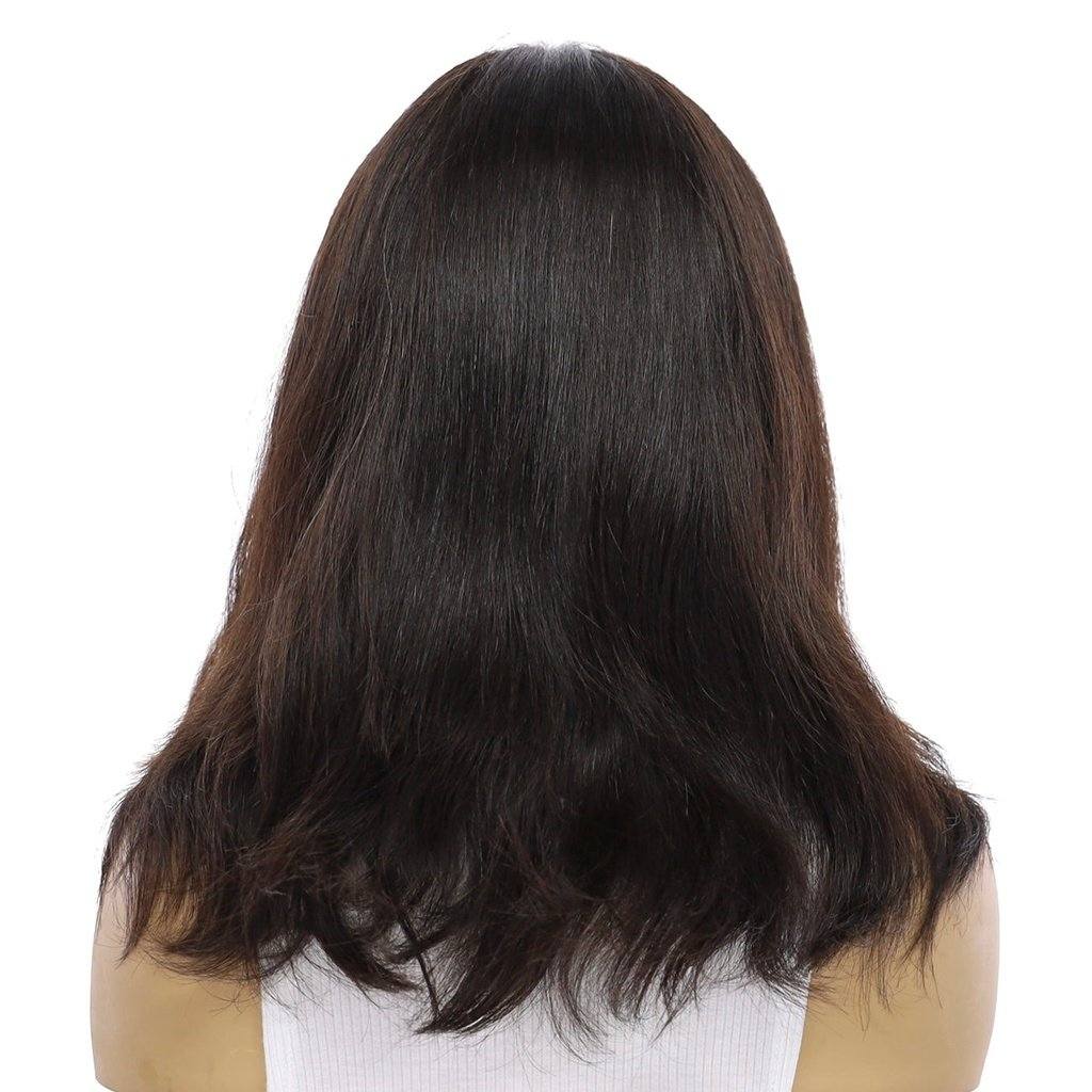 16" Ponytail Silk Part Wig Soft Black - Image 3