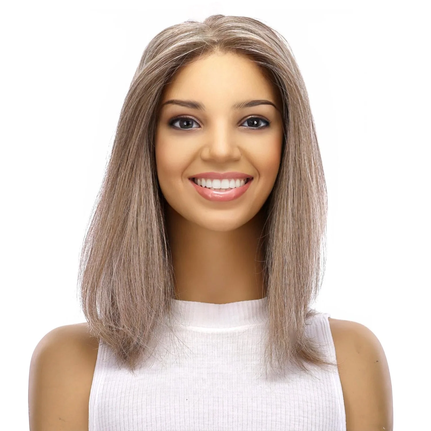 16" Princess Silk Top Wig Champagne Grey - Image 2