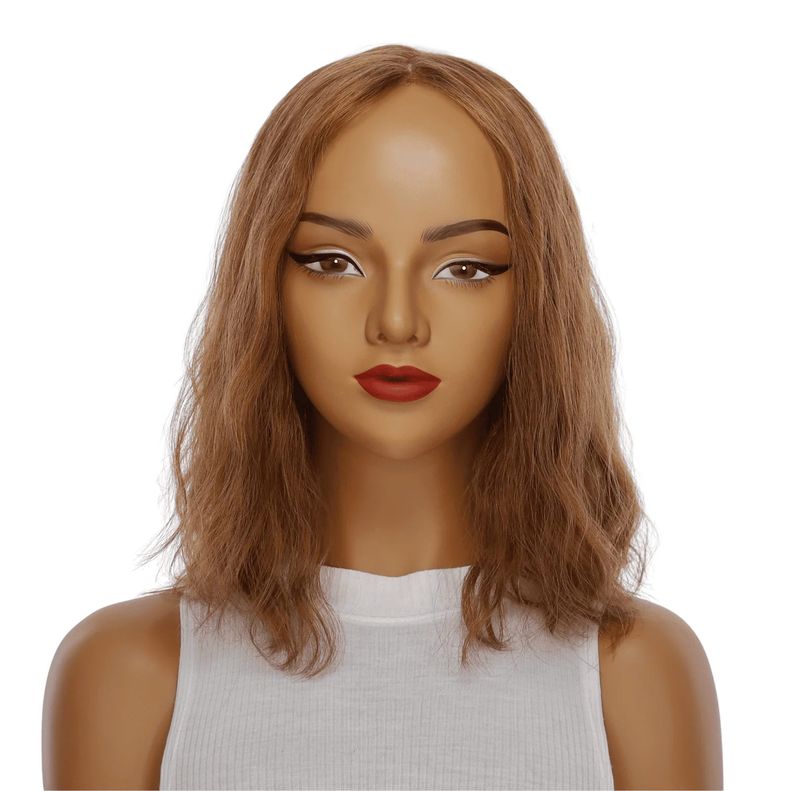 16" Princess Silk Top Wig Copper Wavy - Image 2