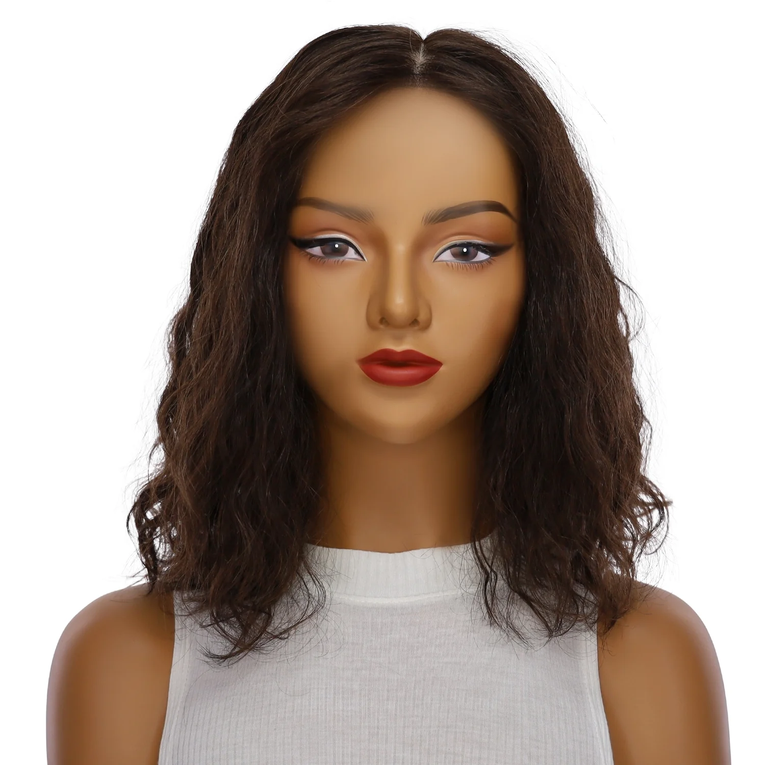16" Princess Silk Top Wig Dark Brown Wavy - Image 2