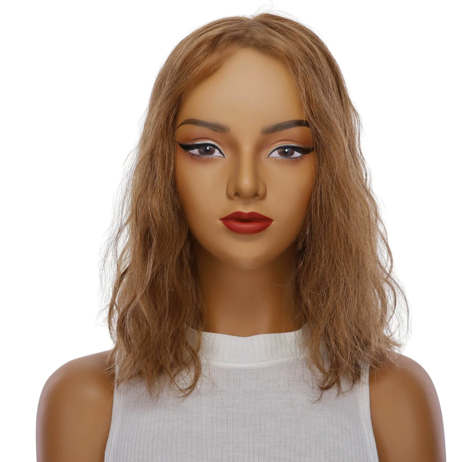 16" Princess Skin Top Wig Strawberry Blonde Wavy - Image 2