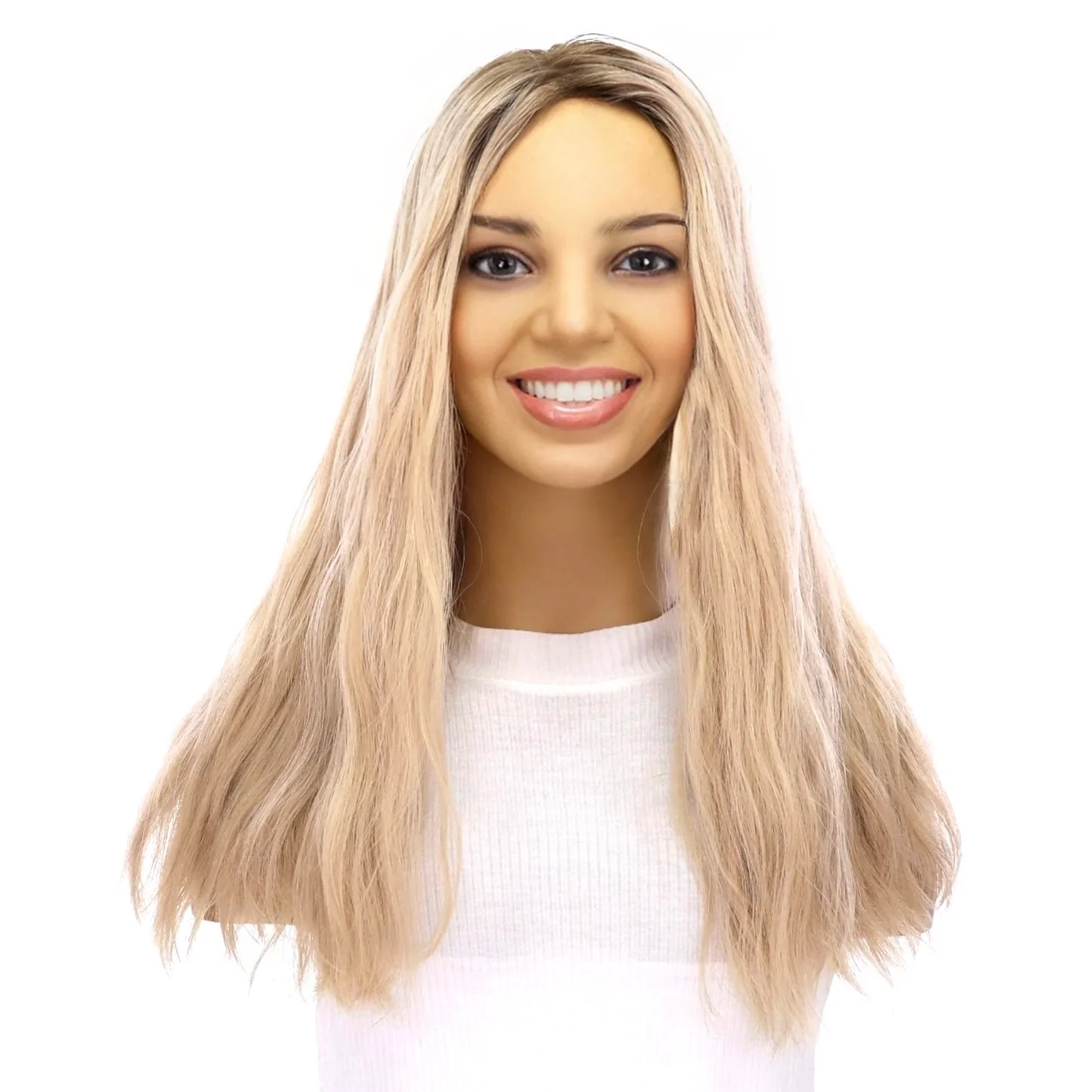 18" Emerald Silk Top Topper Beige Blonde Wavy - Image 2