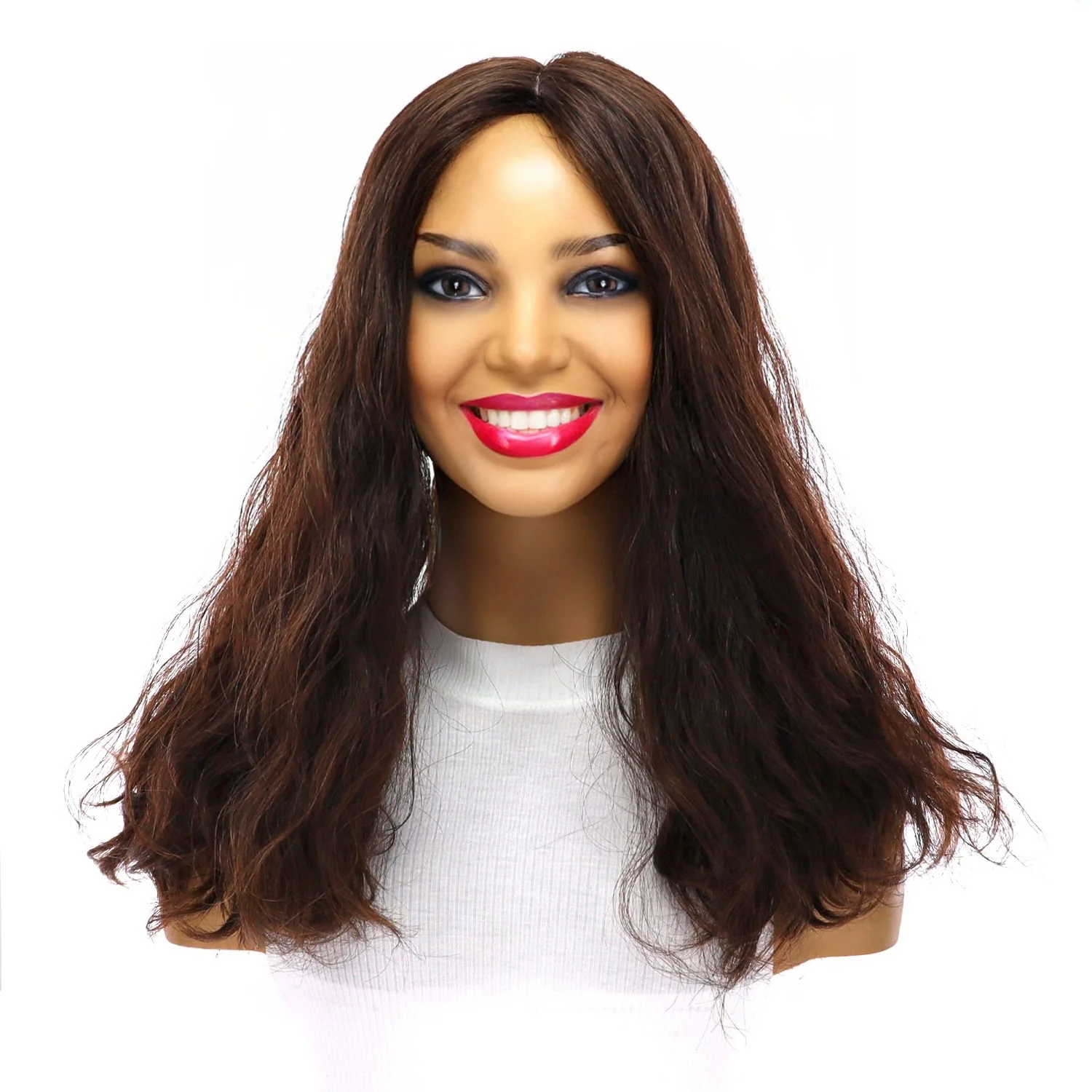 18" Emerald Silk Top Topper Dark Brown Wavy - Image 2