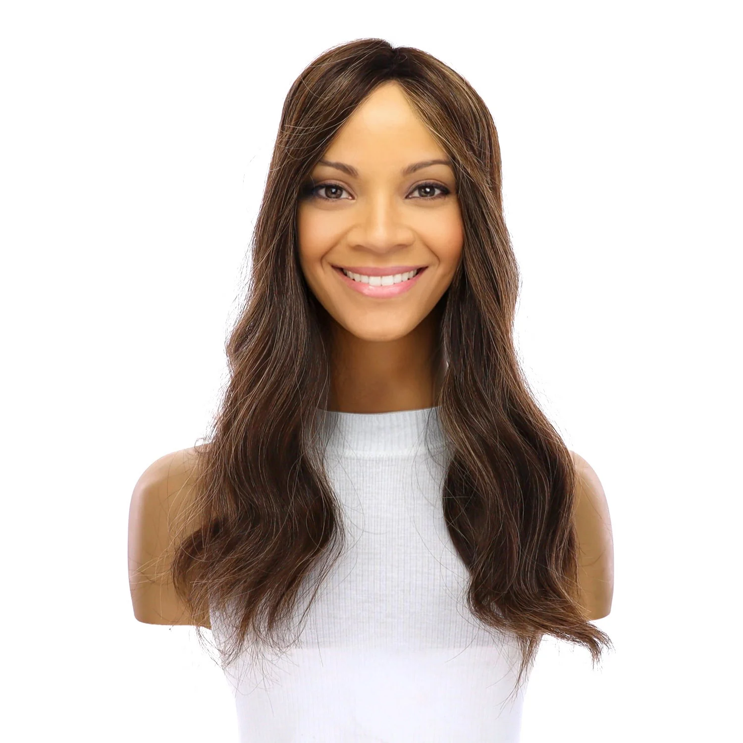 18" Emerald Silk Top Topper Dark Brown w/ Highlights - Image 2
