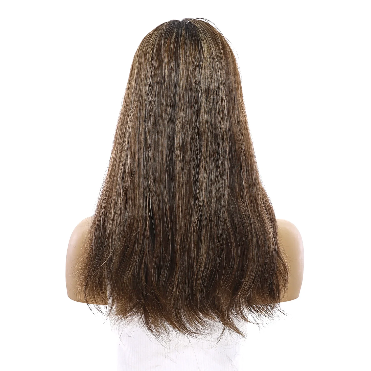18" Emerald Silk Top Topper Dark Brown w/ Highlights Slightly Wavy - Image 3