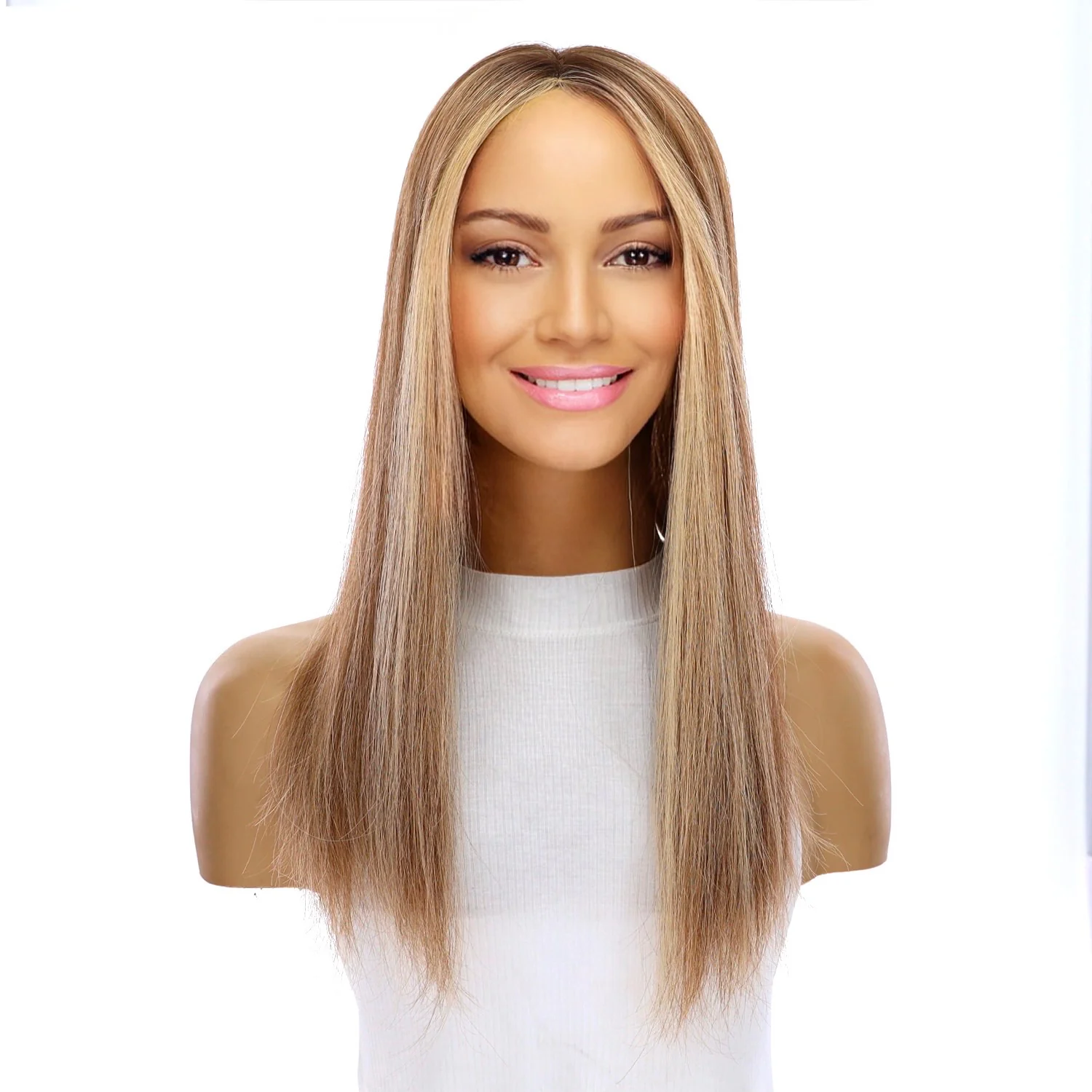 18" Emerald Silk Top Topper Medium Blonde with Highlights - Image 2