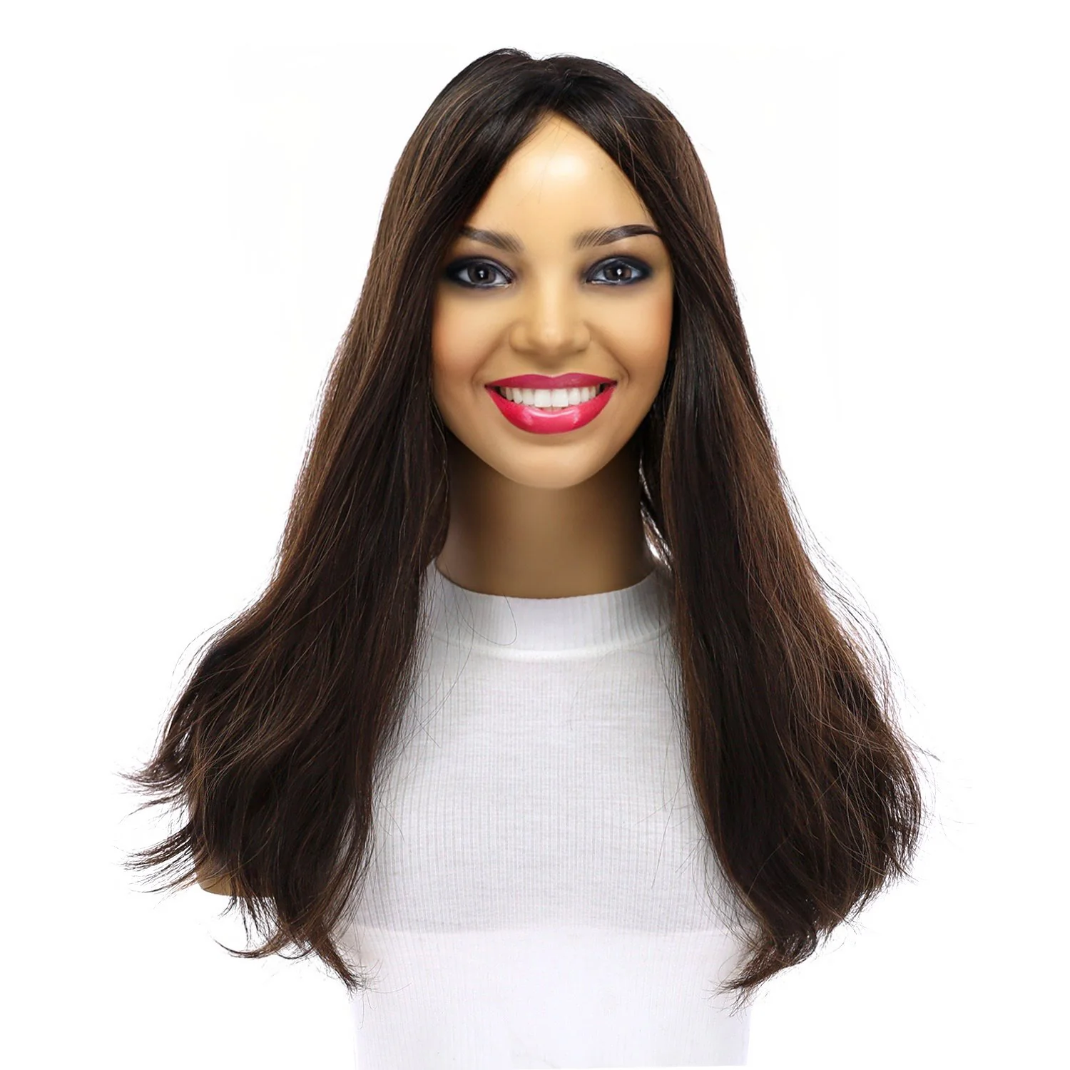 18" Emerald Silk Top Topper Soft Black w/ Highlights Slightly Wavy - Image 2