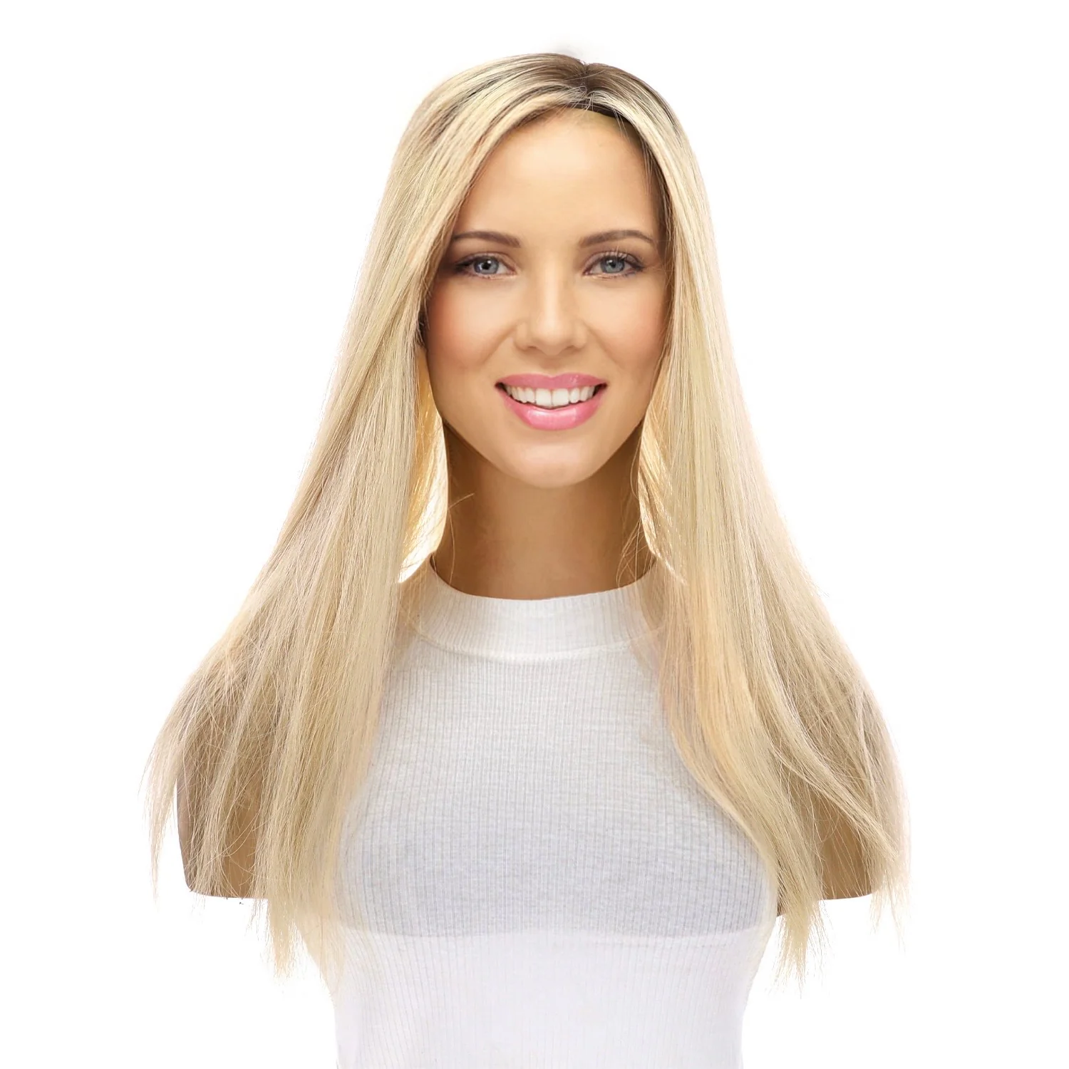 18" Emerald Silk Top Topper Warm Platinum Blonde - Image 2