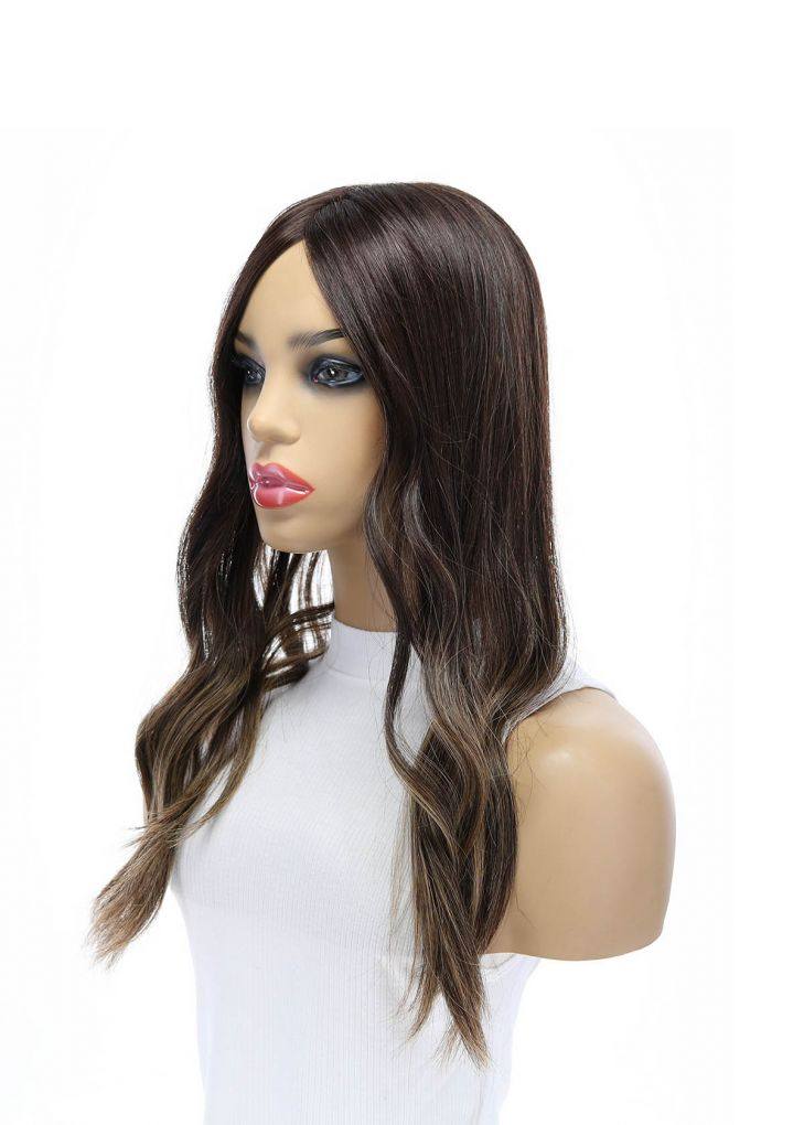 20" Diamond Mono Top Topper Dark Brown Balayage - Image 3