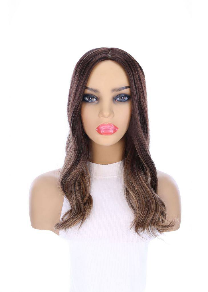 18" Emerald Silk Top Topper Dark Brown Balayage - Image 3