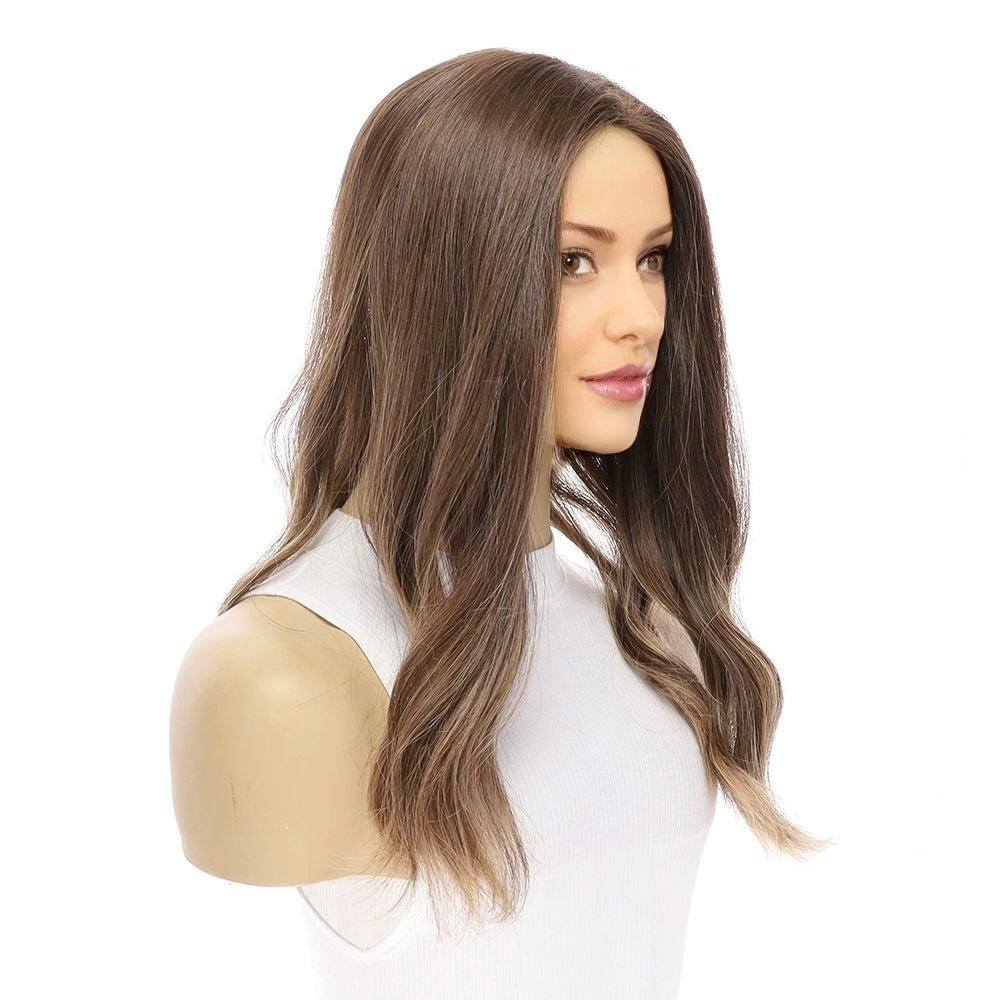 18" Emerald Silk Top Topper Medium Brown Balayage - Image 3