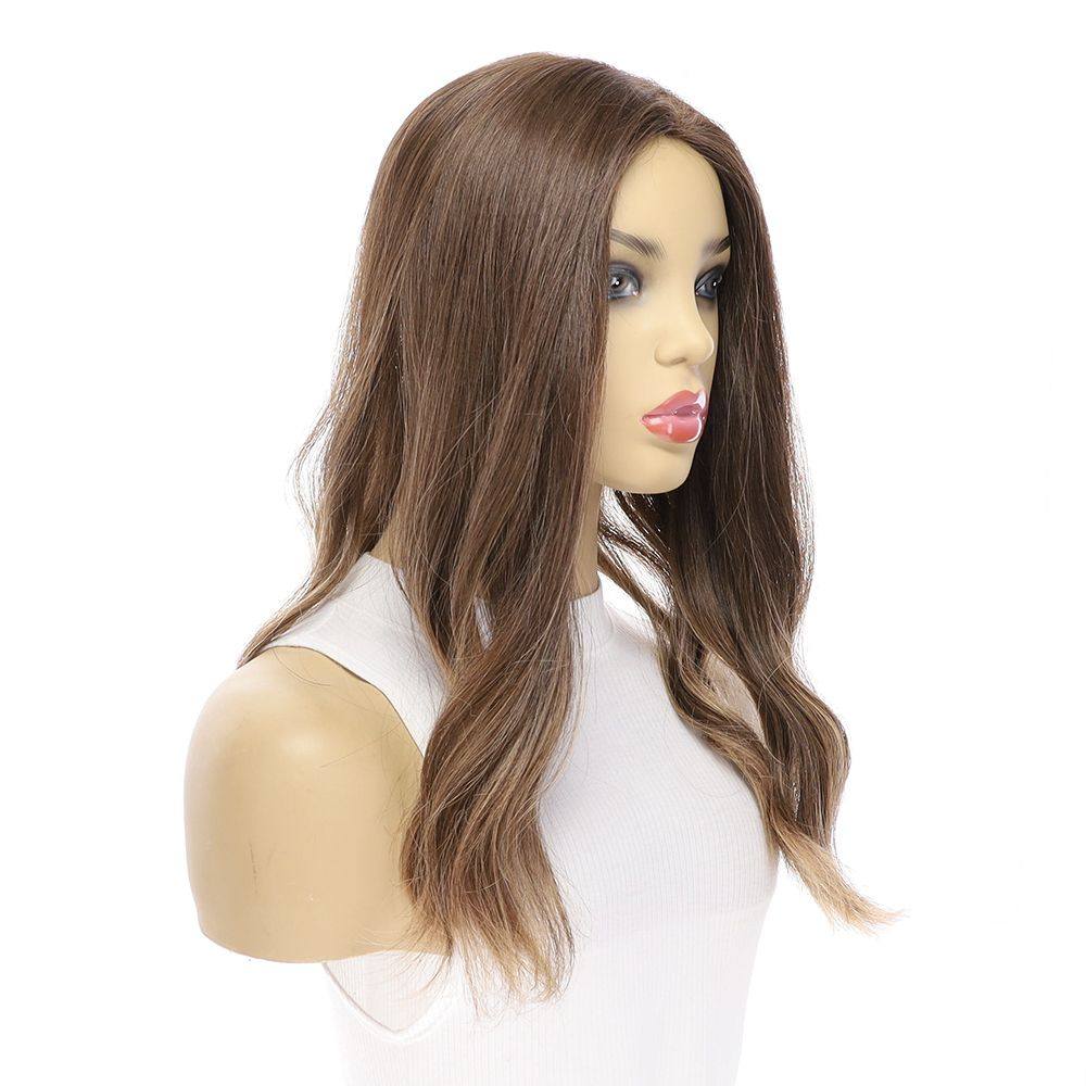 18" Emerald Silk Top Topper Medium Brown Balayage - Image 4