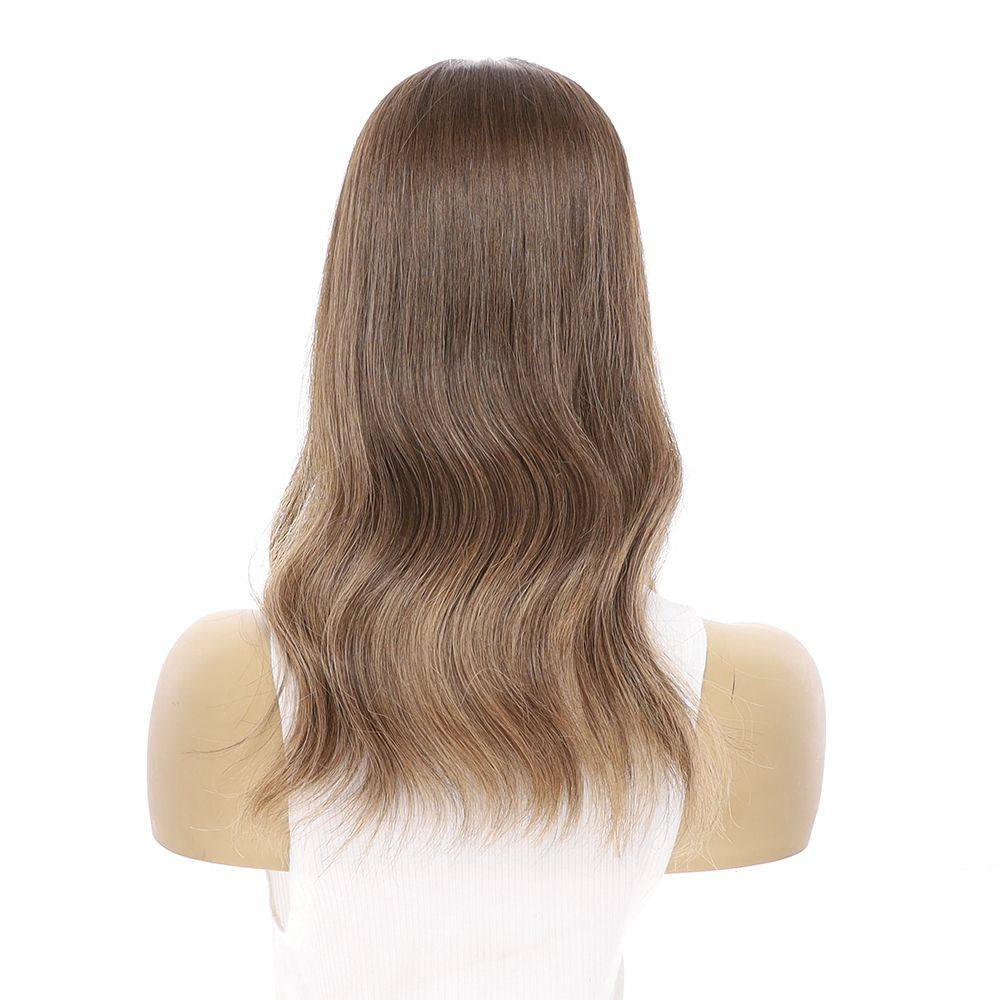 18" Emerald Silk Top Topper Medium Brown Balayage - Image 7