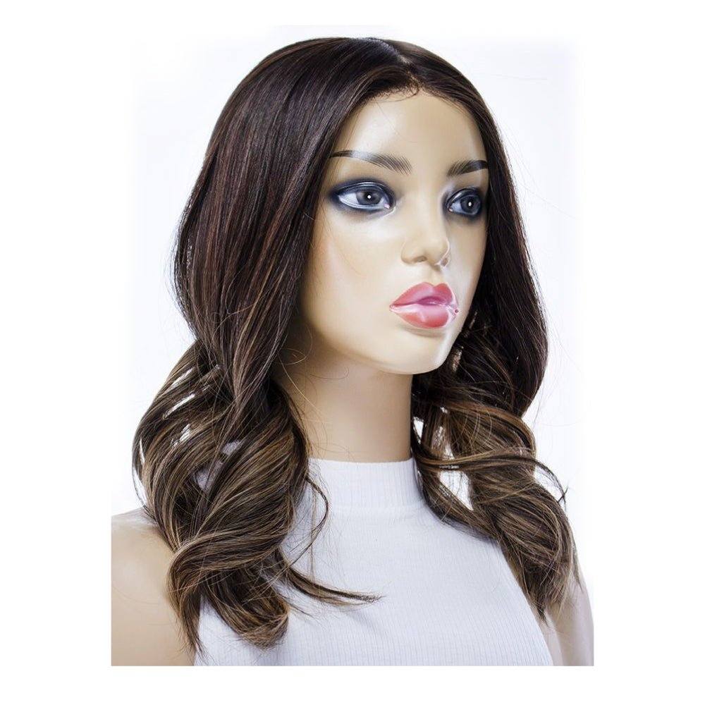 18" Princess Silk Top Wig Dark Brown Balayage - Image 5