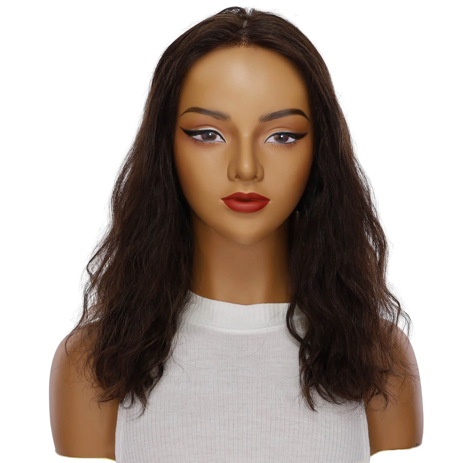 18" Princess Silk Top Wig Dark Brown Wavy - Image 2