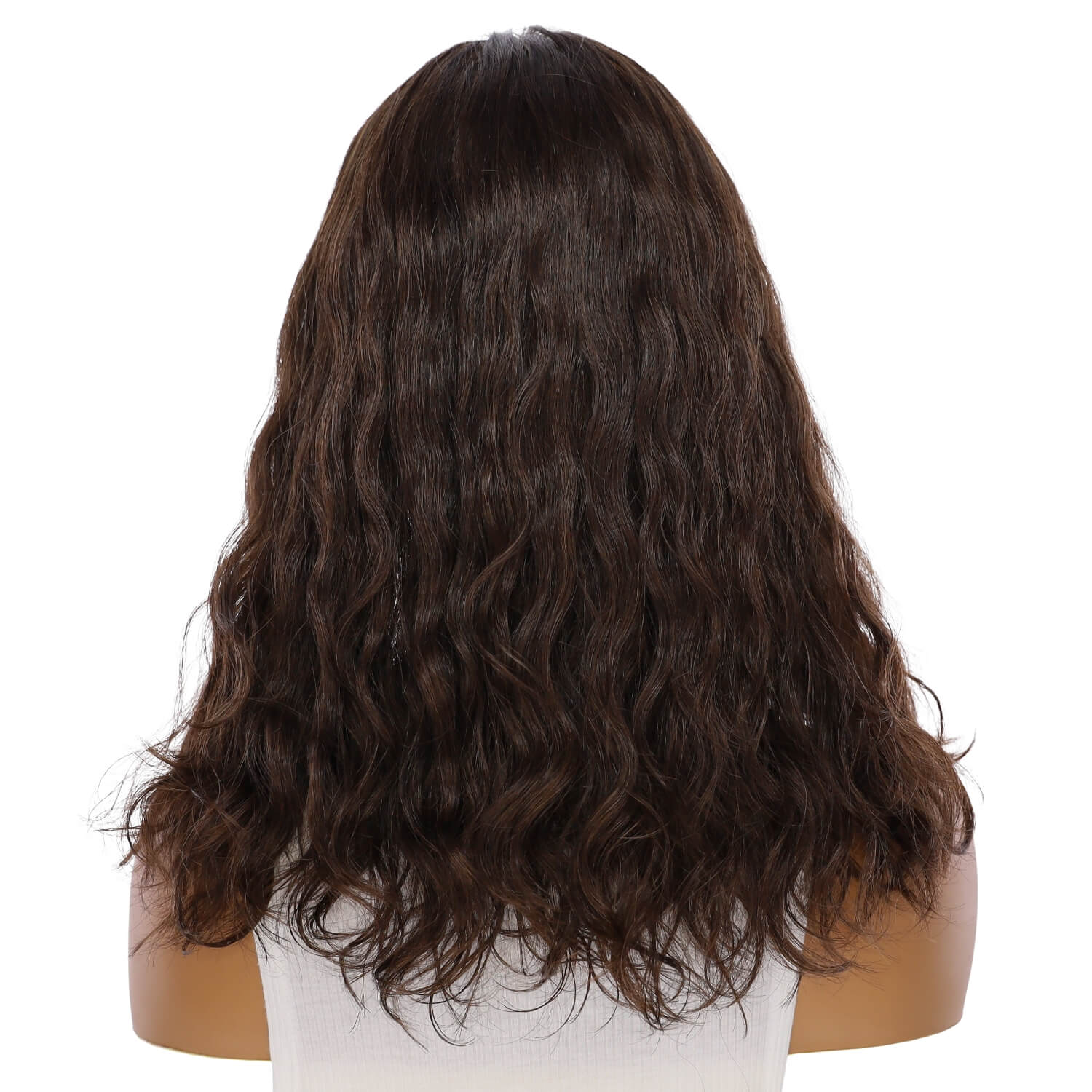 18" Princess Silk Top Wig Dark Brown Wavy - Image 3