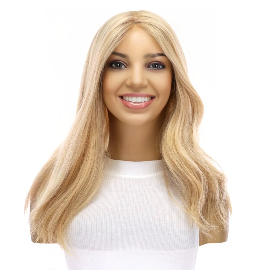 18" Princess Silk Top Wig Golden Blonde No Root - Image 2