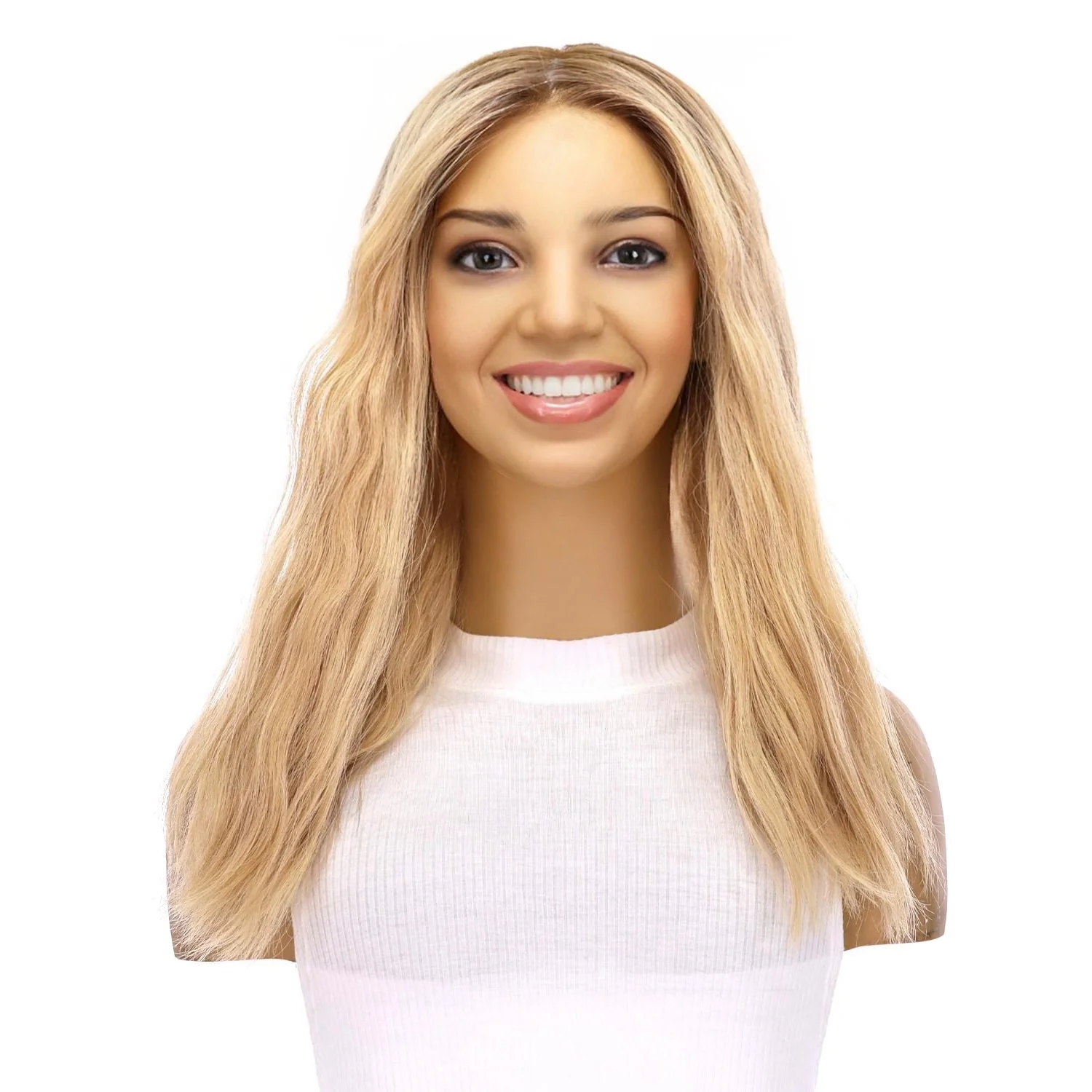 18" Princess Silk Top Wig Golden Blonde Wavy - Image 2