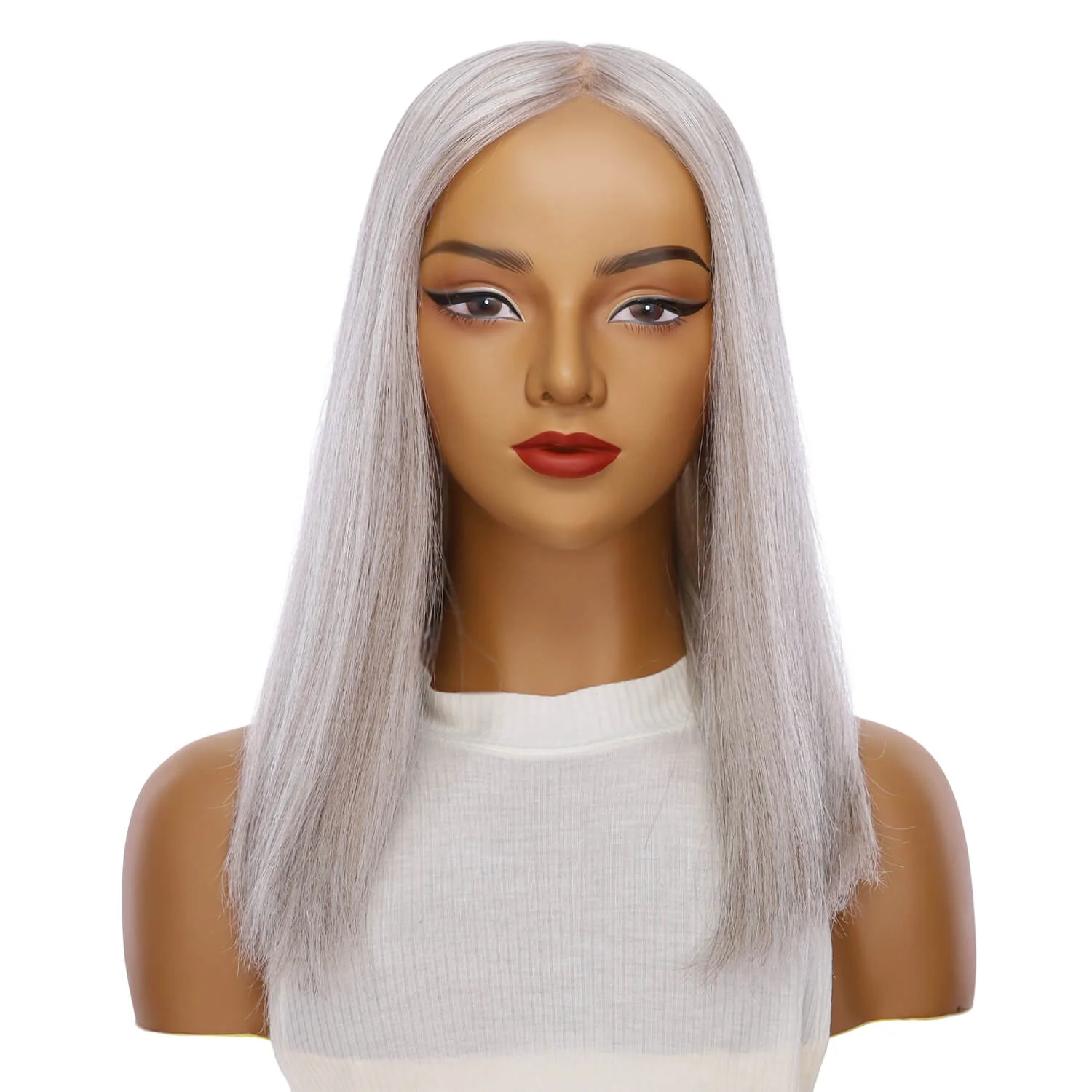 18" Princess Silk Top Wig Snow Grey - Image 2