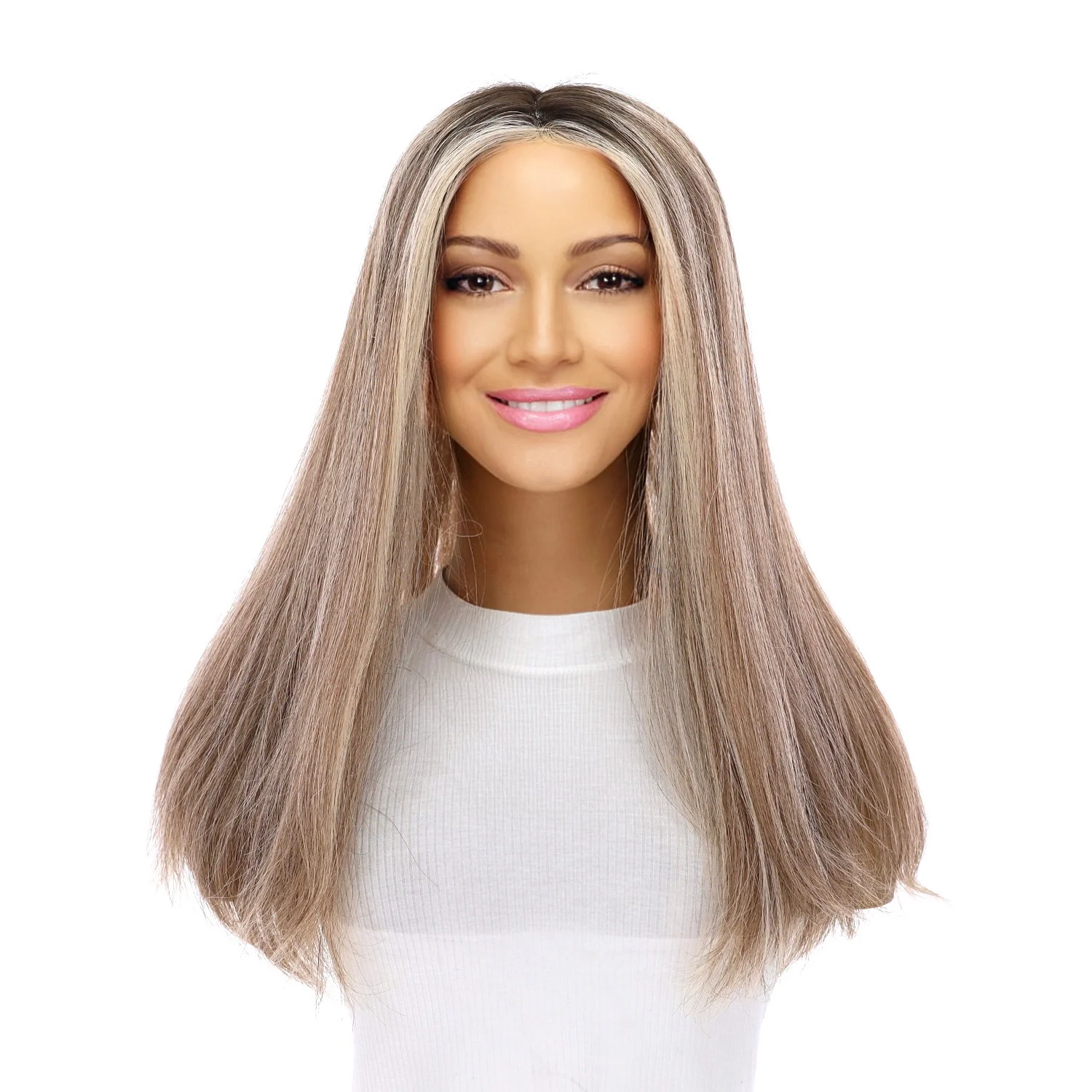 18" Topaz Lace Top Topper Ashy Blonde w/ Highlights - Image 2