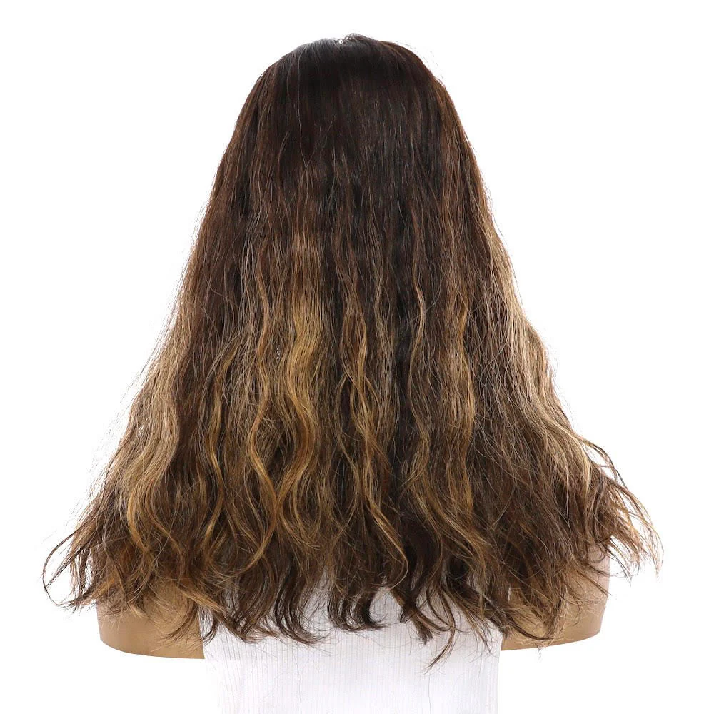 18" Topaz Lace Top Topper Dark Brown Balayage Wavy - Image 3