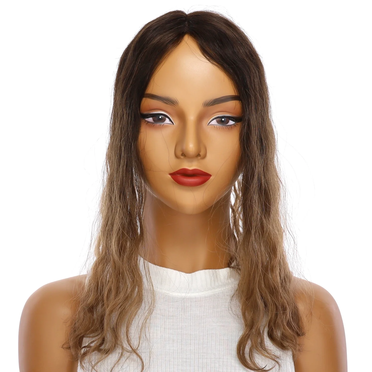 18" Topaz Lace Top Topper Dark Brown Ombre Wavy - Image 2
