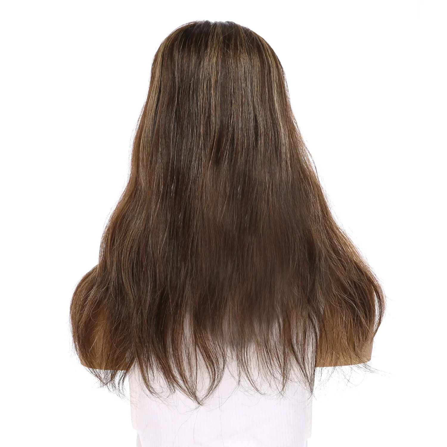 18" Topaz Lace Top Topper Dark Brown w/ Highlights Slightly Wavy - Image 3