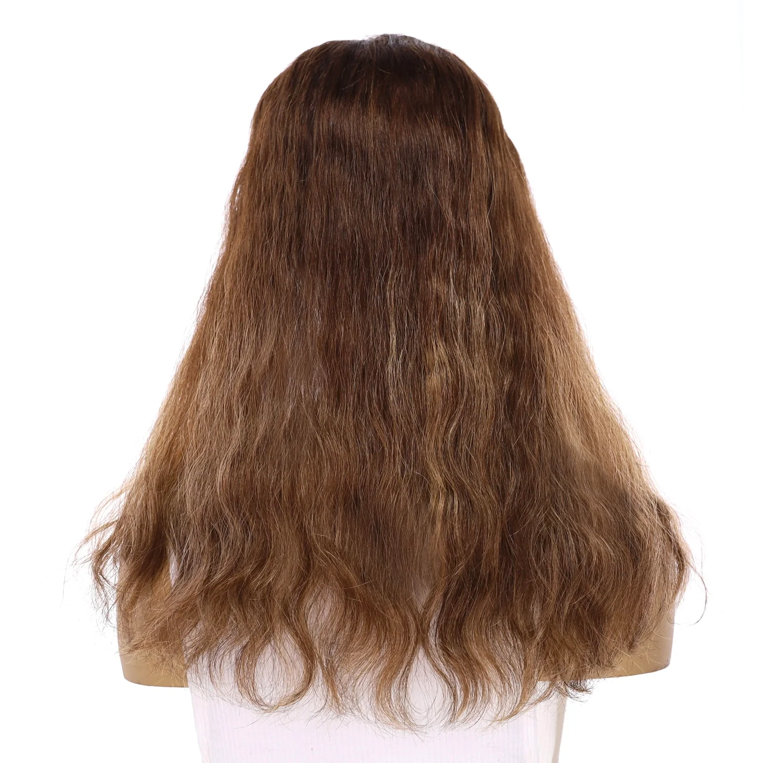 18" Topaz Lace Top Topper Medium Brown Balayage Wavy - Image 3