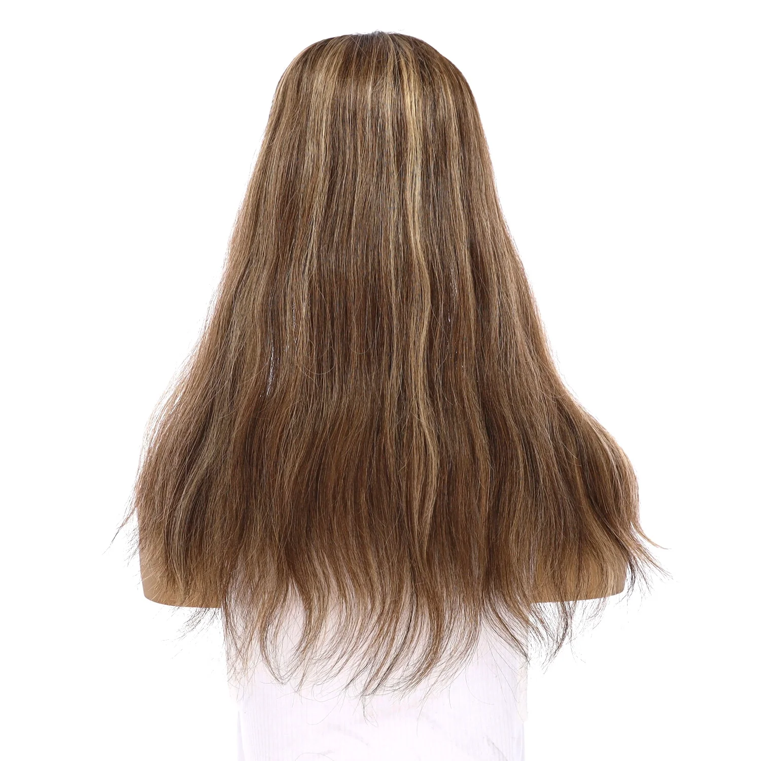 18" Topaz Lace Top Topper Medium Brown w/ Highlights Slightly Wavy - Image 3