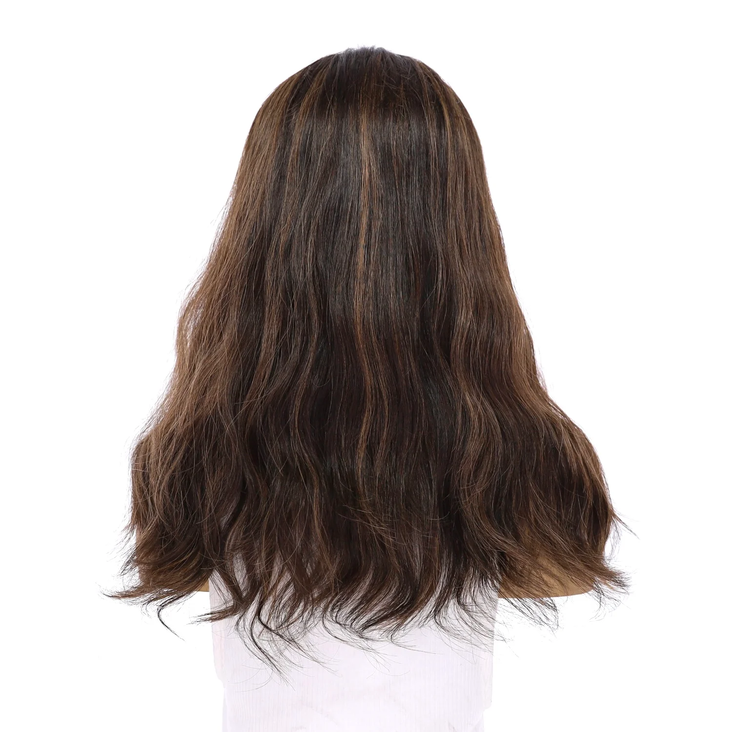 18" Topaz Lace Top Topper Soft Black w/ Highlights Slightly Wavy - Image 2