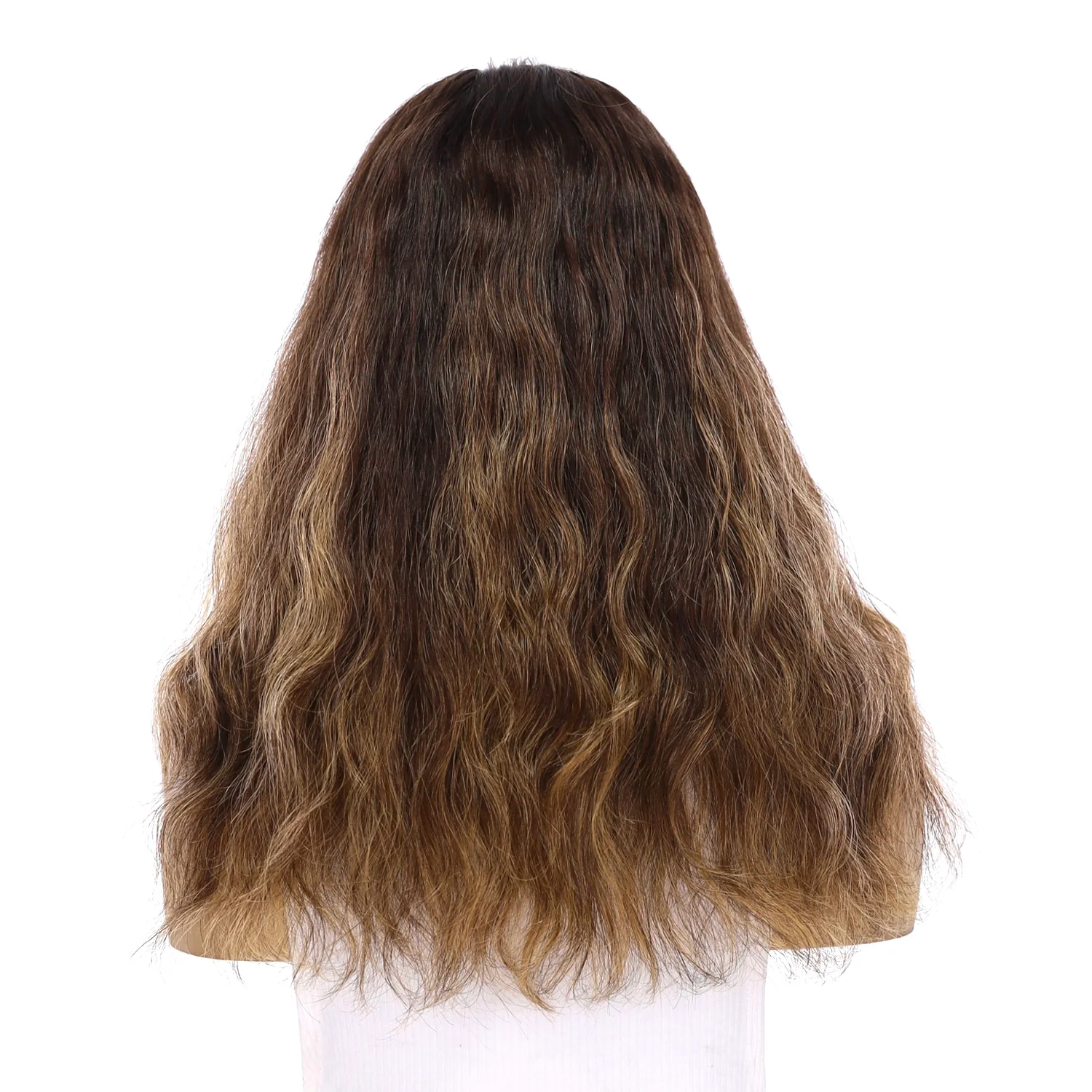 18" U-Shape Topper Dark Brown Balayage Wavy - Image 3