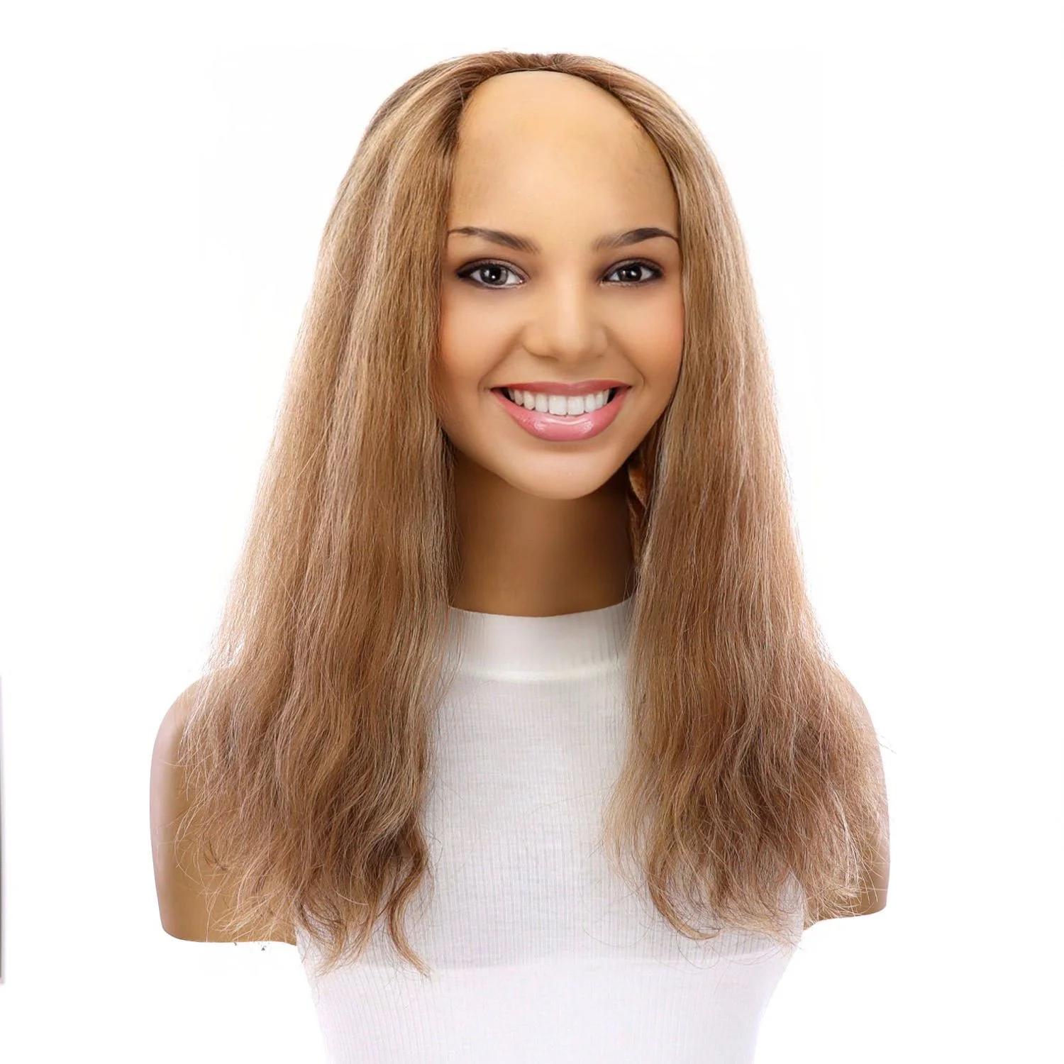 18" U-Shape Topper Medium Blonde Wavy - Image 2