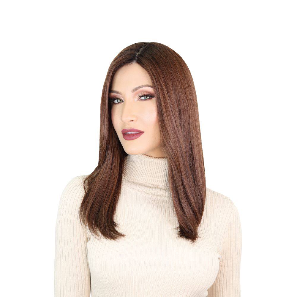 19" Nicole Silk Top Wig Auburn w/ Partial Rooting - Image 6