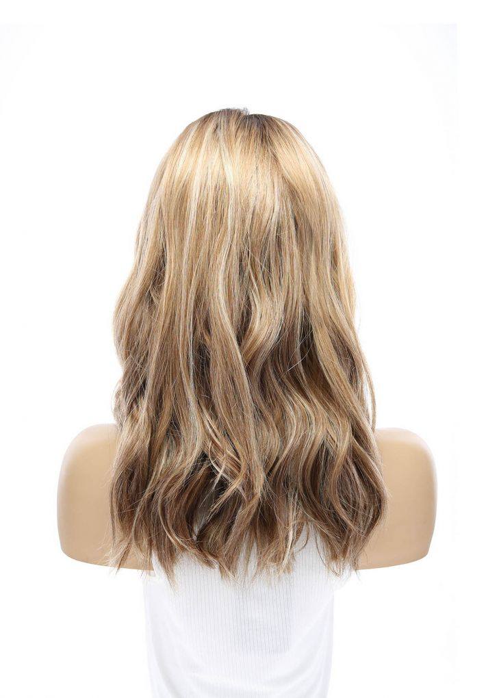 19" Nicole Silk Top Wig Medium Blonde w/ Rooting - Image 5