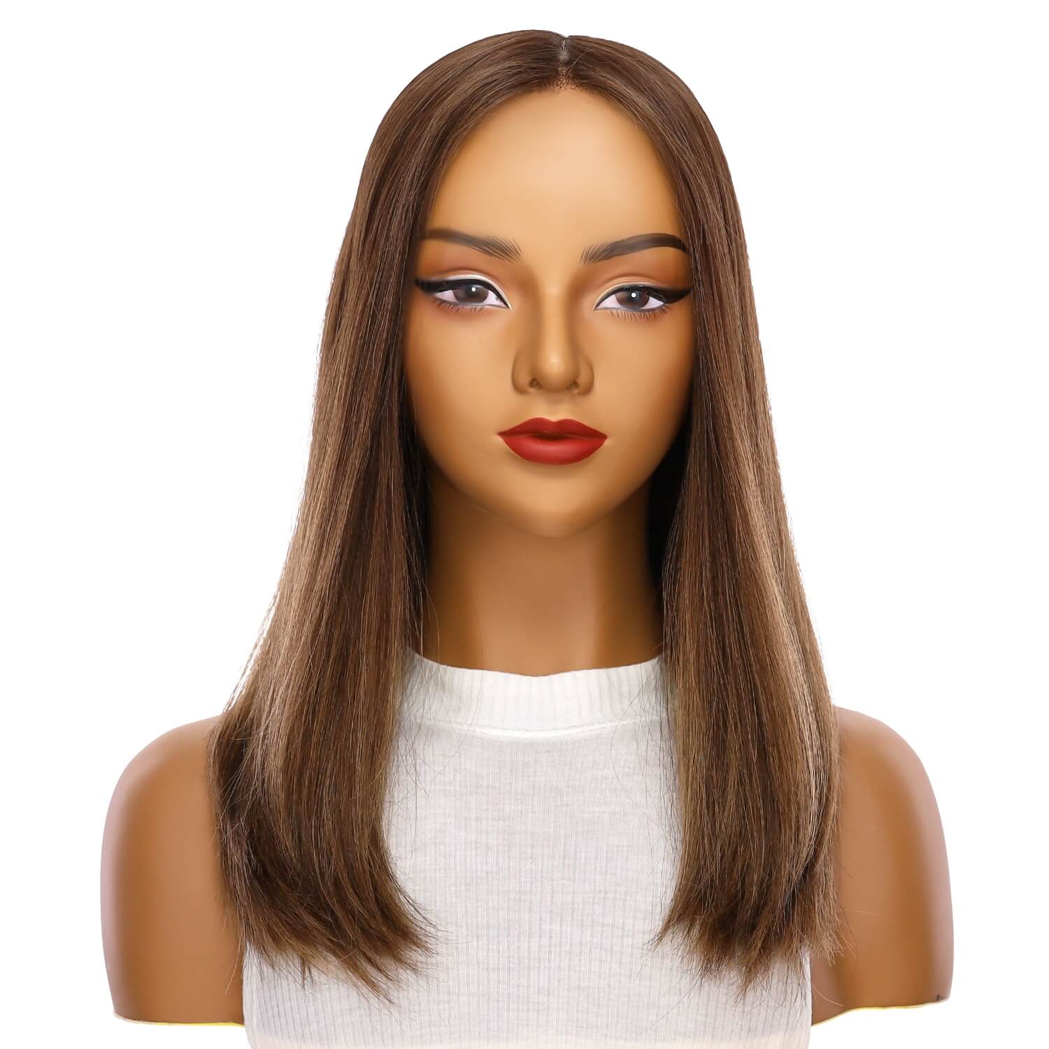 19" Nicole Silk Top Wig Medium Brown Balayage - Image 2