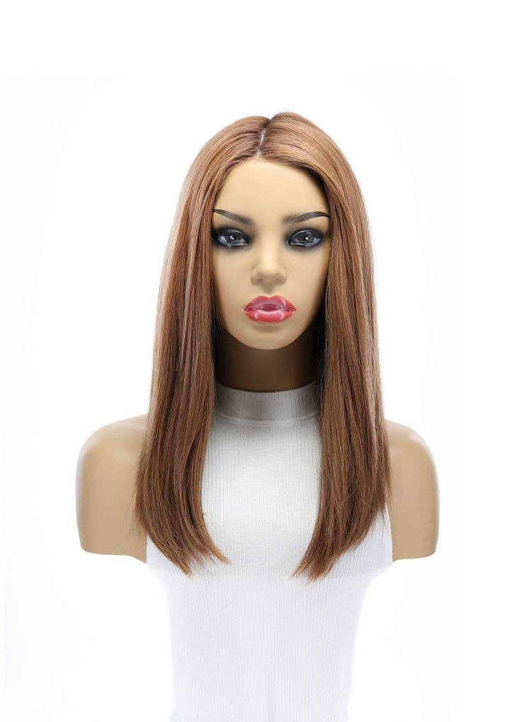 19" Nicole Silk Top Wig Strawberry Blonde w/ Rooting - Image 3