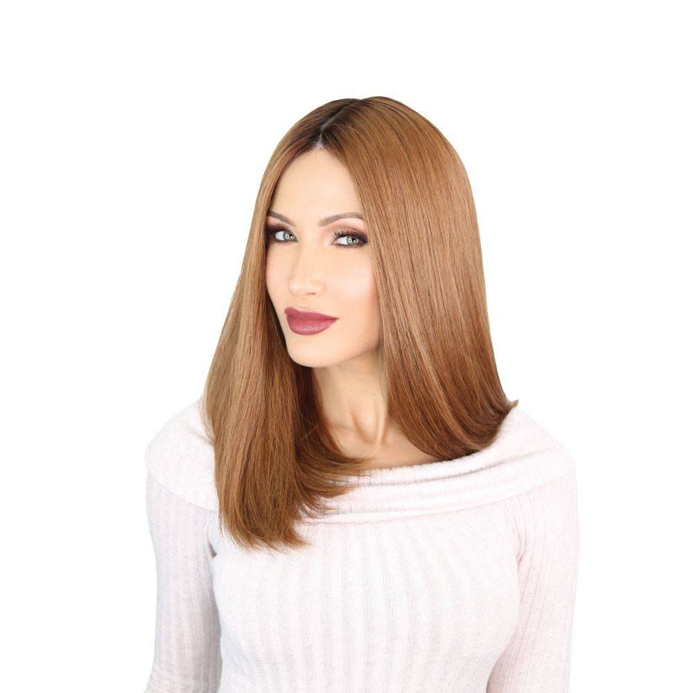 19" Nicole Silk Top Wig Copper w/ Partial Rooting - Image 6