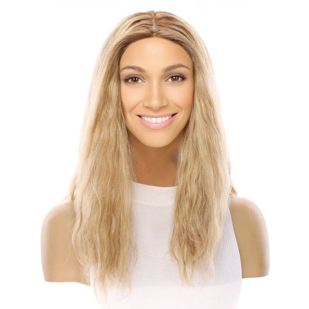 19" Nicole Silk Top Wig Ash Blonde Wavy - Image 2