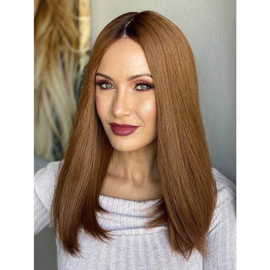 19" Nicole Silk Top Wig Copper w/ Partial Rooting - Image 2