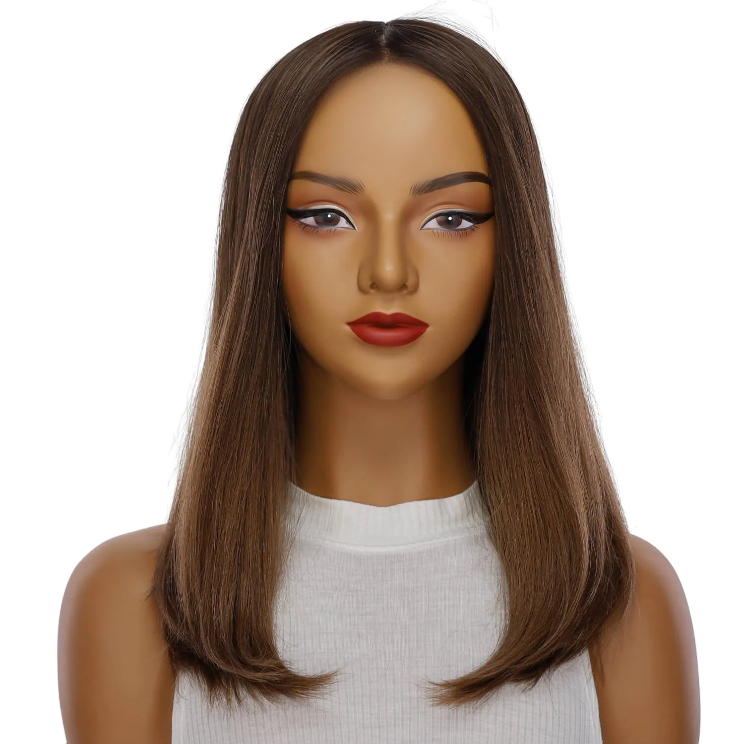 19" Nicole Silk Top Wig Dark Brown Ombre - Image 2