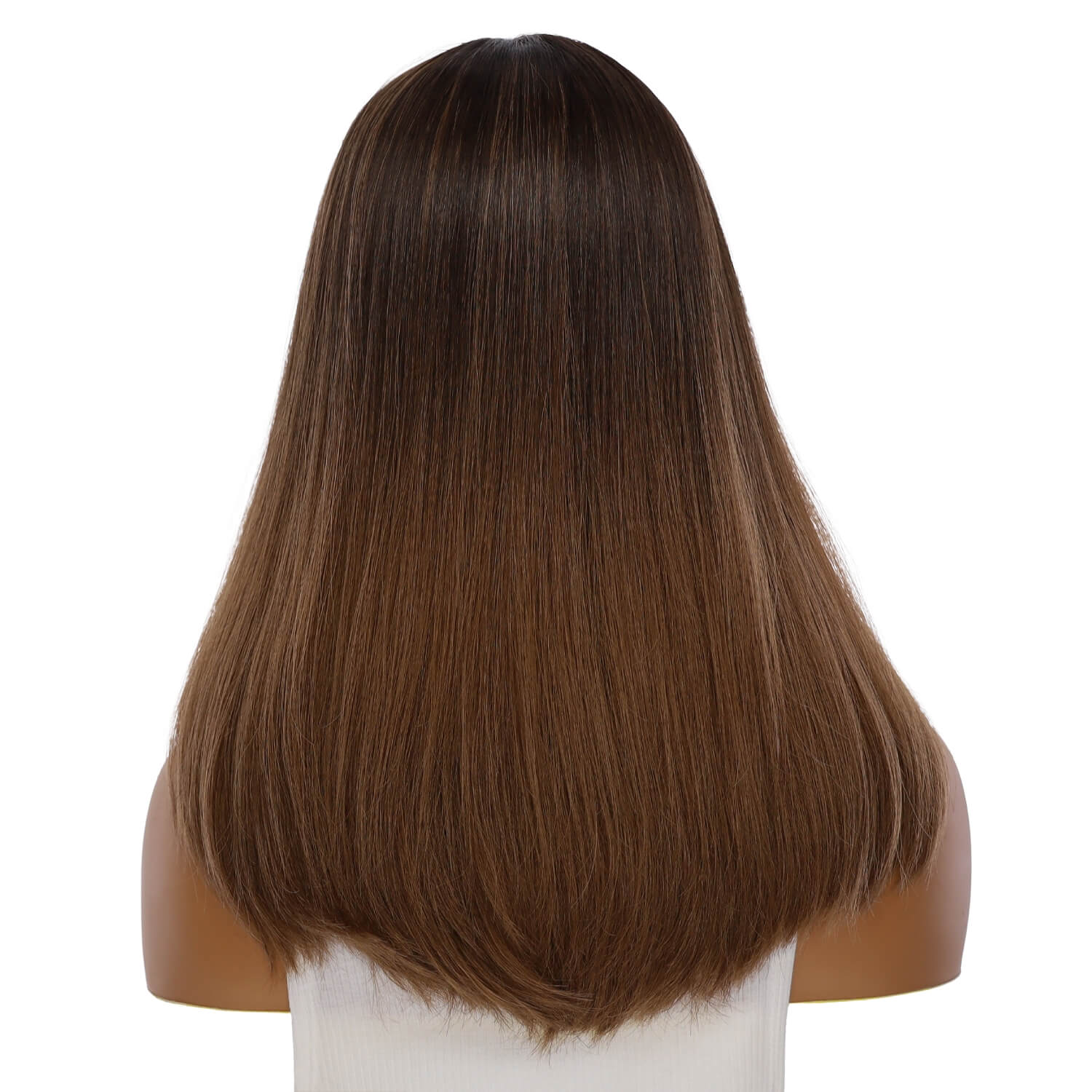 19" Nicole Silk Top Wig Dark Brown Ombre - Image 3