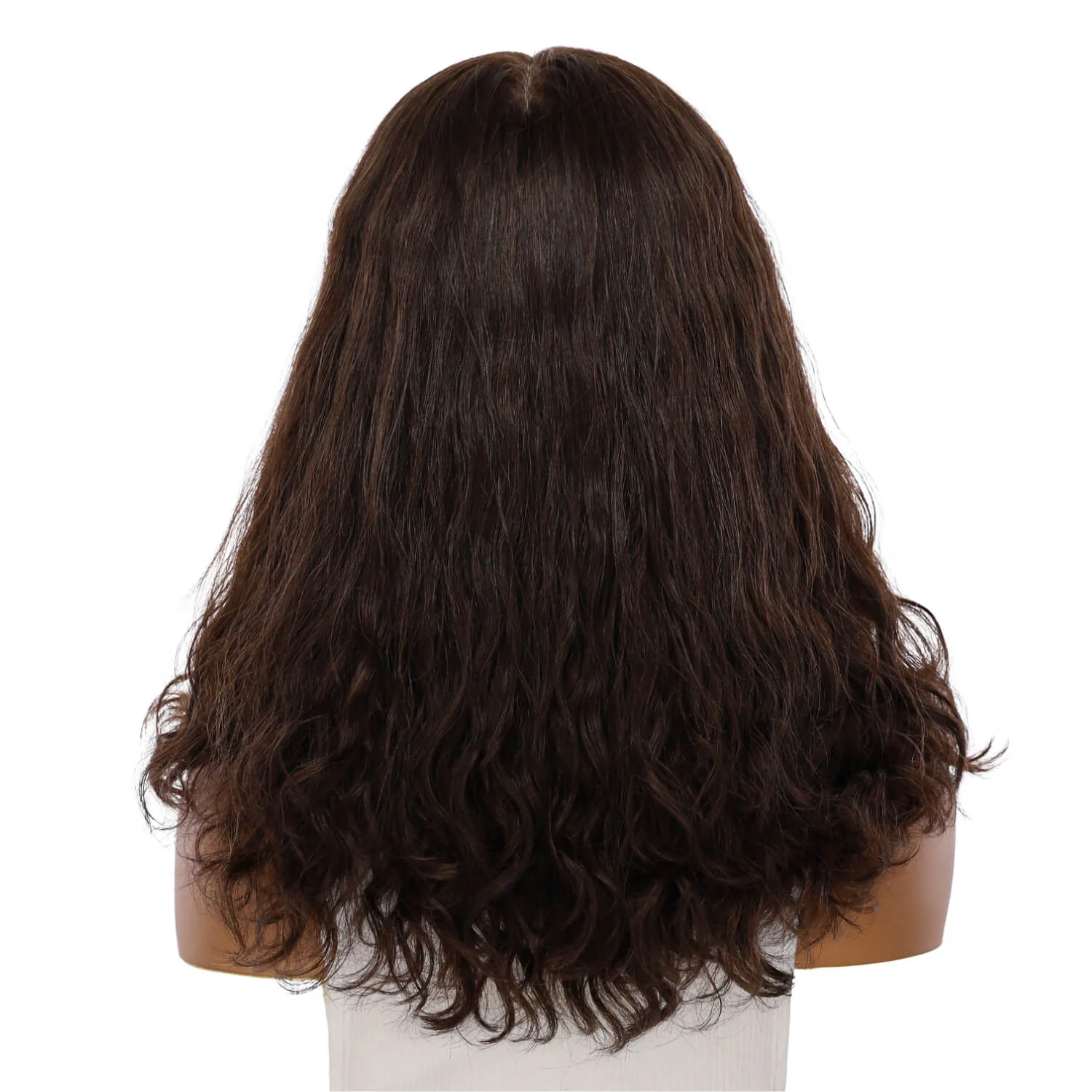 19" Nicole Silk Top Wig Dark Brown Wavy - Image 3