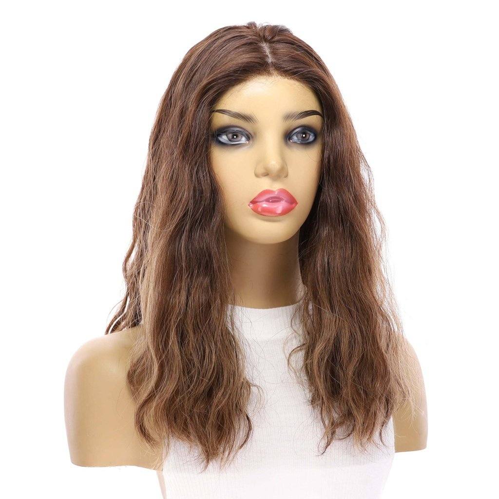 19" Nicole Silk Top Wig Medium Brown Balayage Wavy - Image 3