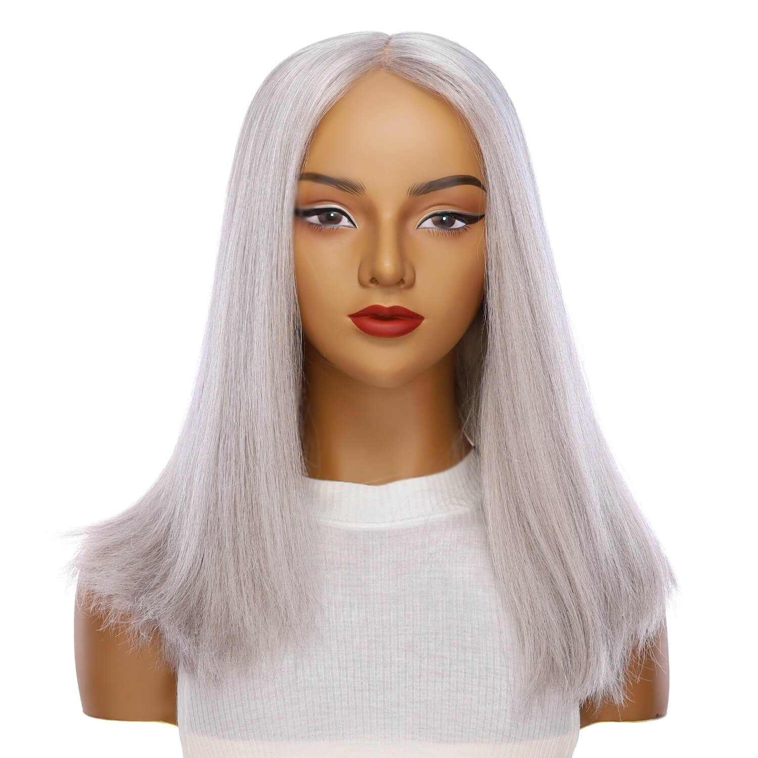 19" Nicole Silk Top Wig Snow Grey - Image 2