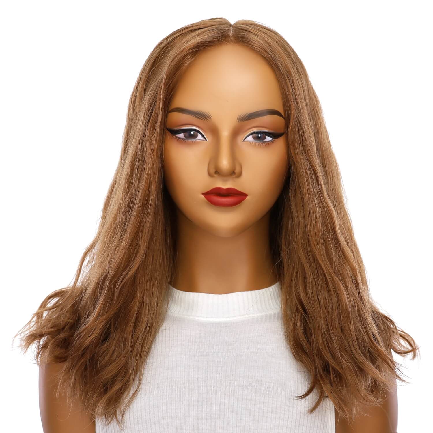 19" Nicole Silk Top Wig Strawberry Blonde Wavy - Image 2