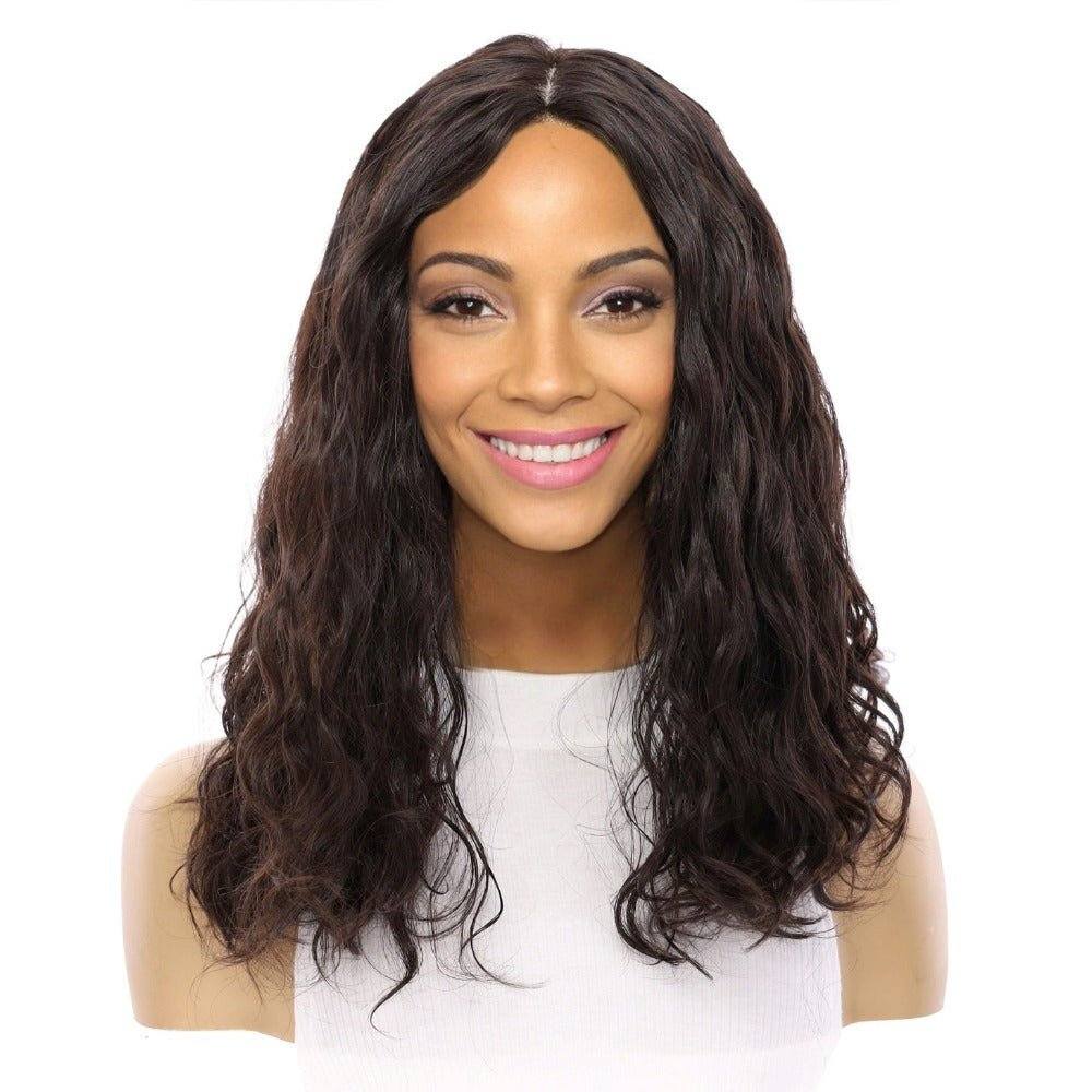 19" Nicole Silk Top Wig Natural Black Wavy - Image 2