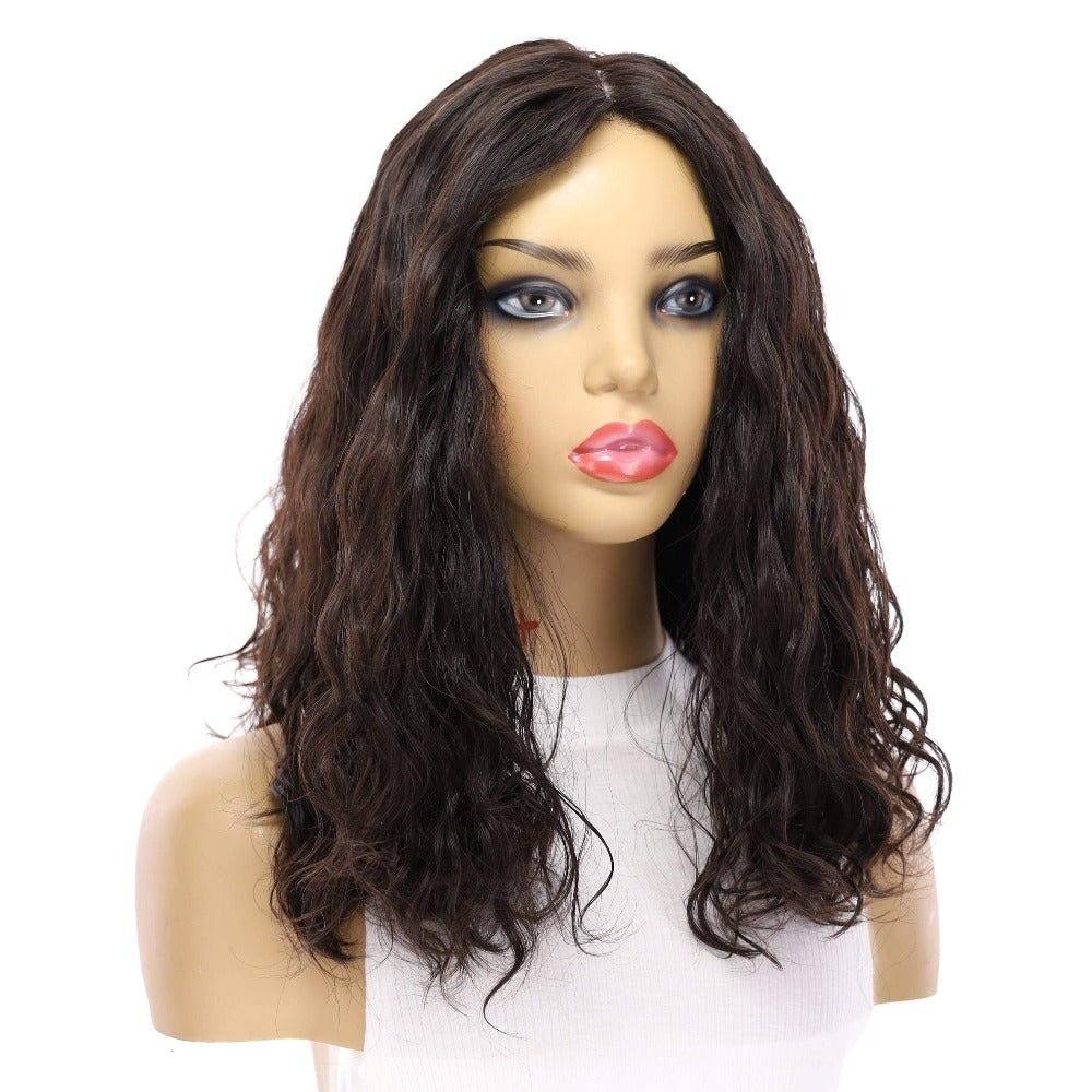 19" Nicole Silk Top Wig Natural Black Wavy - Image 4