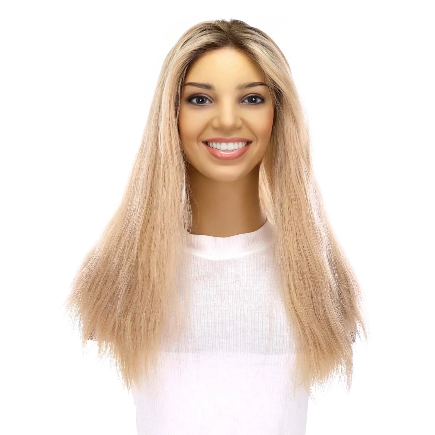 20" Divine Lace Top Topper Beige Blonde Wavy - Image 3