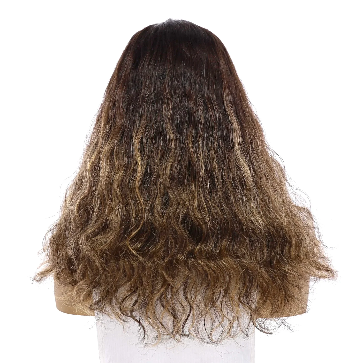 20" Divine Lace Top Topper Dark Brown Balayage Wavy - Image 3